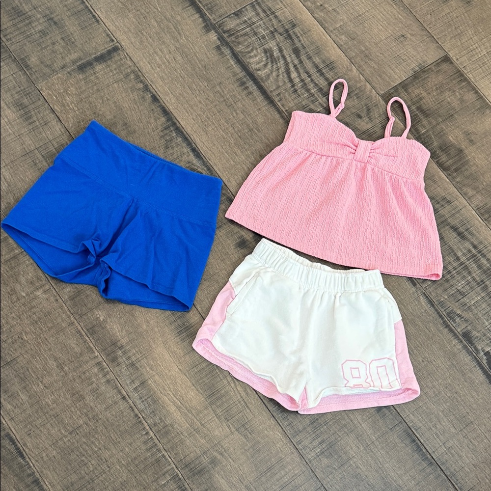 BUNDLE KIDS SHORTS N TOP Pink Top and Shorts Set
